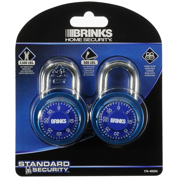 Combination Padlock, Steel, 48mm 2 Pk Combo'd Alike